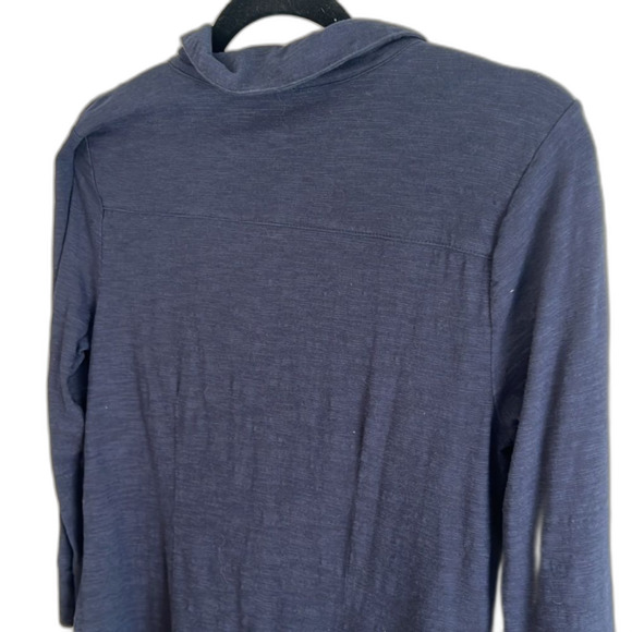 Talbots Navy Cotton Blend Button 3/4 Sleeve Shirt Dress Chest pockets Size Med - Picture 4 of 12